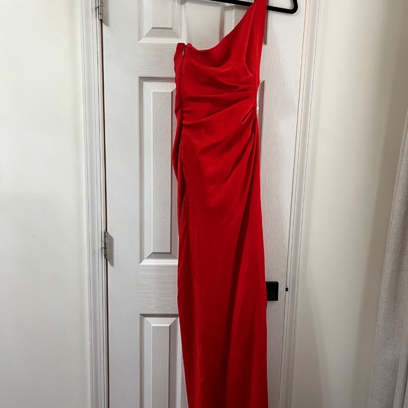 House of CB-Lara Red Bandage One Shoulder Maxi Gown - Picture 2 of 5